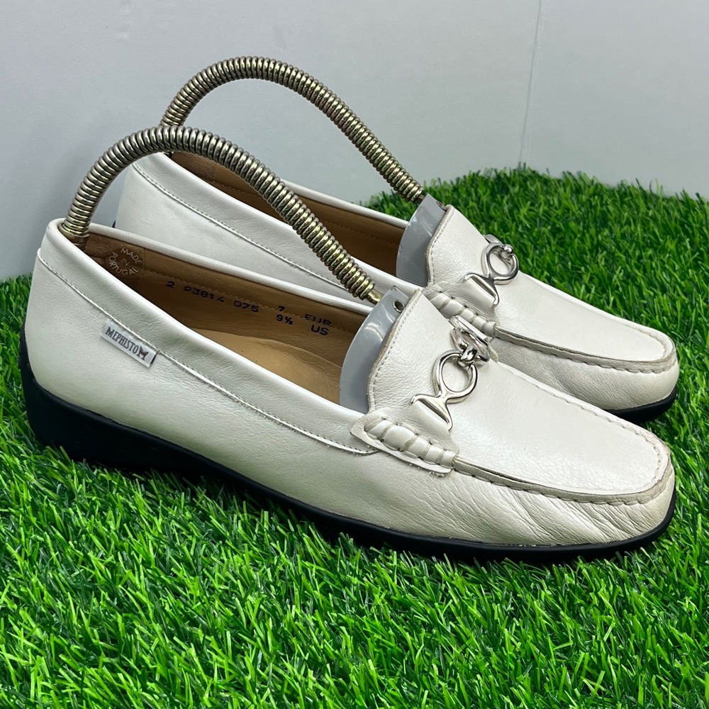Mephisto White Leather Loafers Horsebit Comfort Walking Shoes Sz‎ 9.5 US Classic